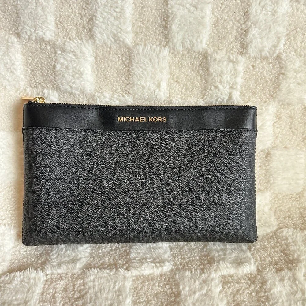NWT! MK Michael Kors Kimberly 3 In 1 Set Black Leather Tote/Crossbody/Clutch - Picture 11 of 14